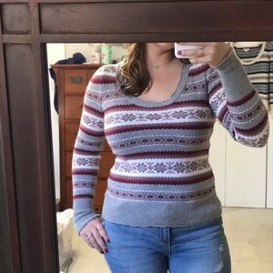 Aphorism Anthropologie red fair isle sweater